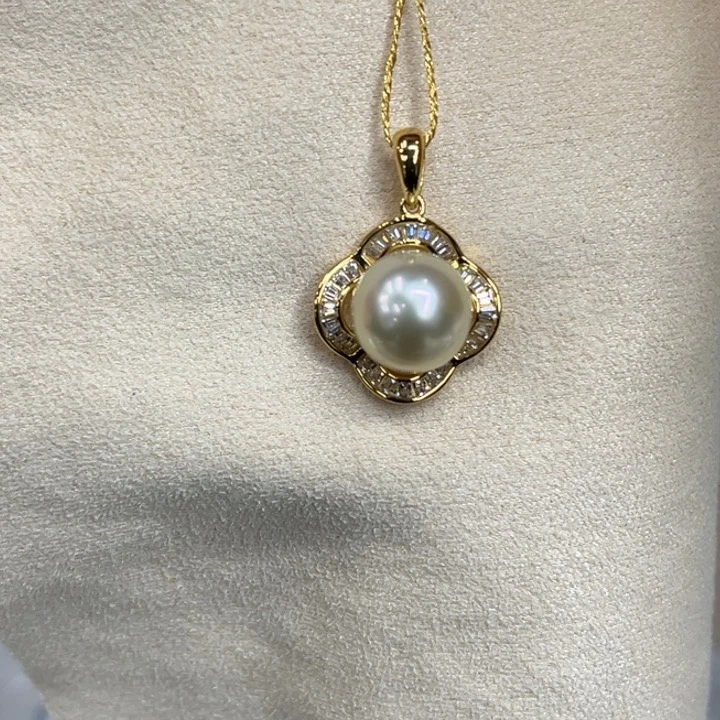 银S925镶嵌吊坠(不含链)海水珍珠10-11mm129号