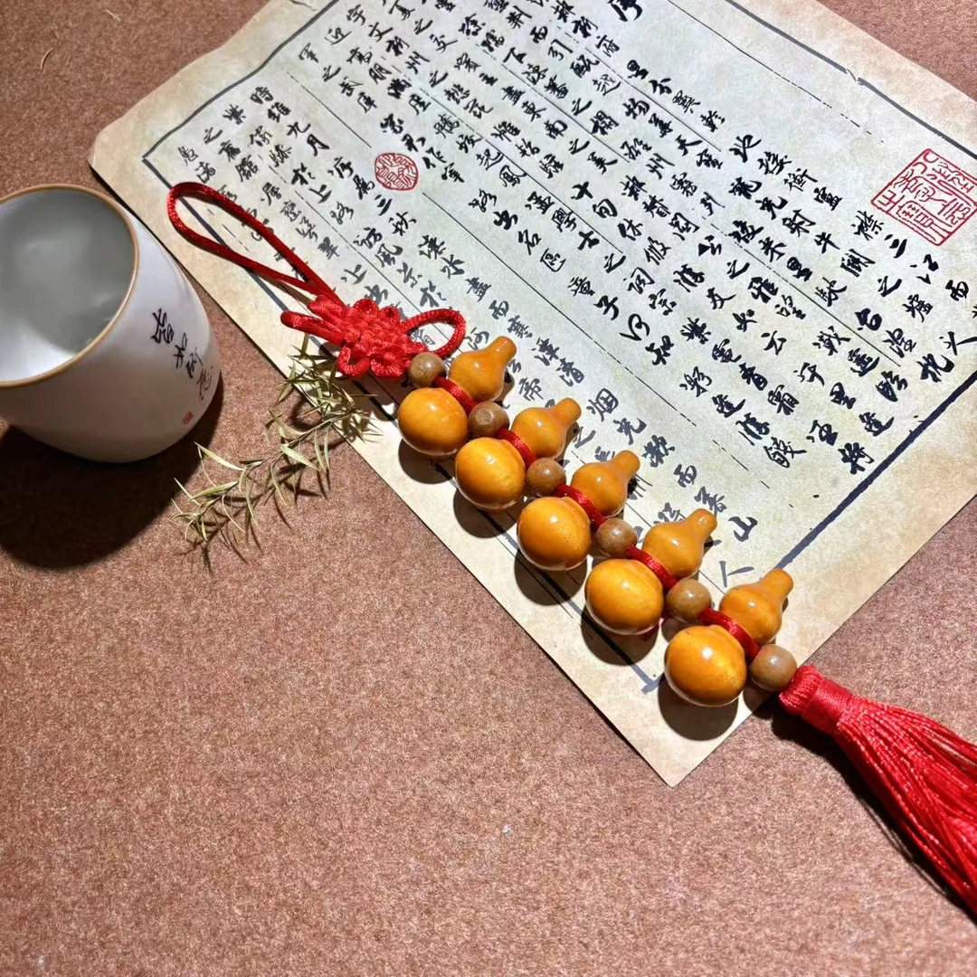 【卡灯牌参与】桃木五福禄车挂包挂-平安顺遂