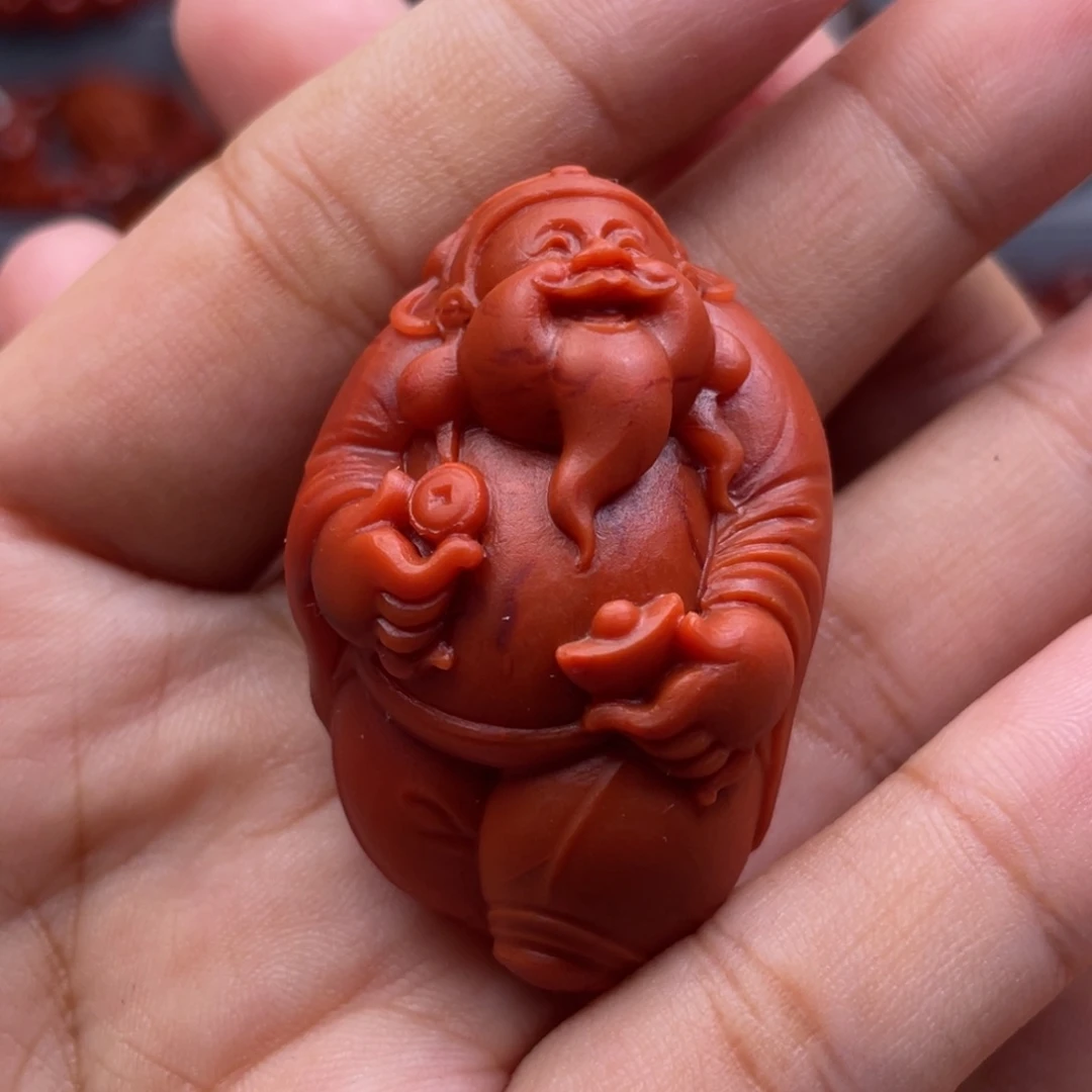 南红玛瑙未镶嵌珠宝奇石财神爷吊坠