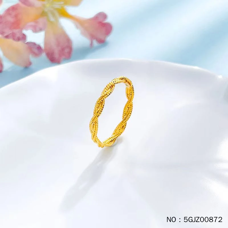 【信为珠宝】5G满天星麻花2.6mm金戒指水贝黄金