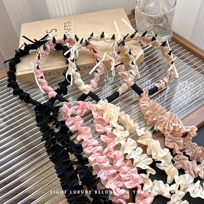 【高颅顶编发】褶皱发箍女日常外戴绑发一体头箍2025新款发卡儿童