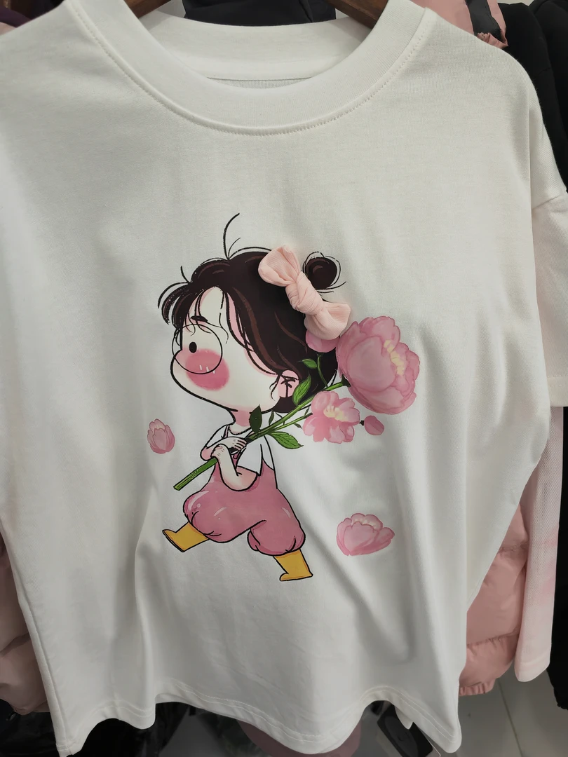 断码假两件小女孩拼接网纱袖T恤中大童女童亲子