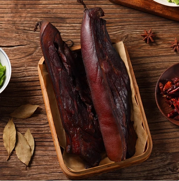 （直播现称）正宗农家柴火烟熏雪花腿肉湖北恩施正宗农户家的好腊肉