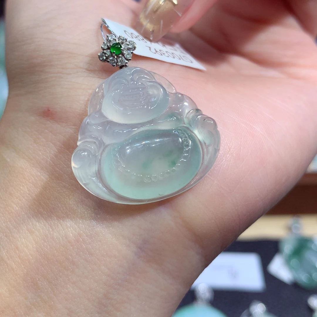 吊坠(不含链)18K金镶嵌翡翠