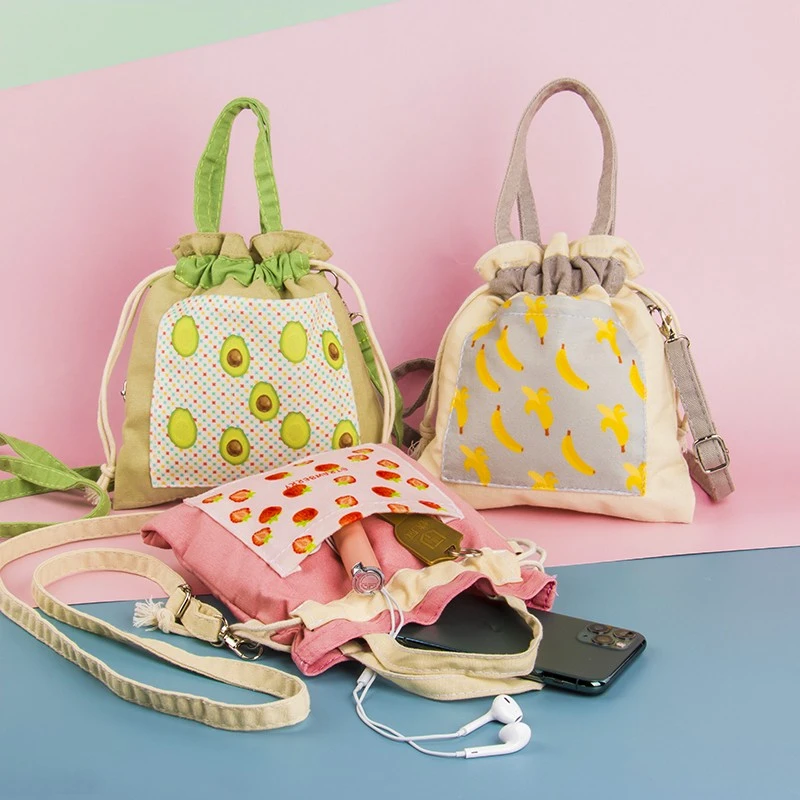 大屏手机包女斜挎包手提单肩帆布袋可爱便携2025新款夏天散步小包