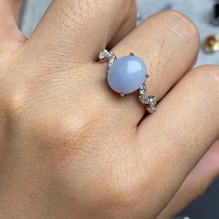 翡翠戒指银S925镶嵌戒指