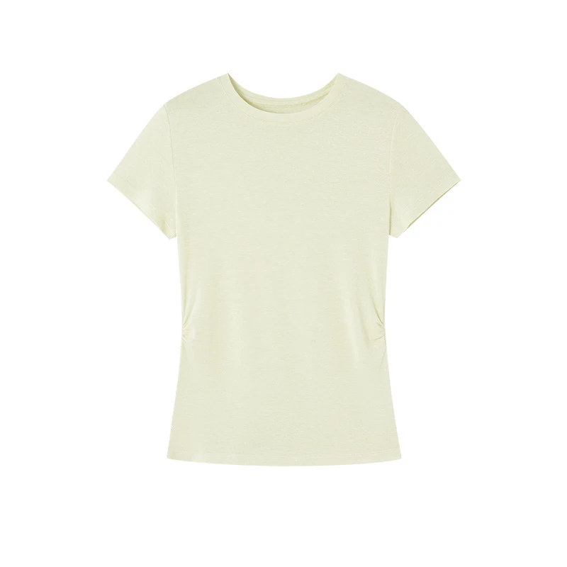 高级感收腰褶百搭显瘦面膜T