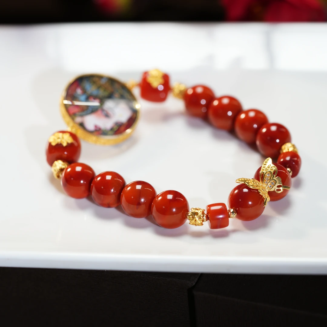 【东方十八岁】【财财旺】南红18K金设计款扎基拉姆手串多样性发其一