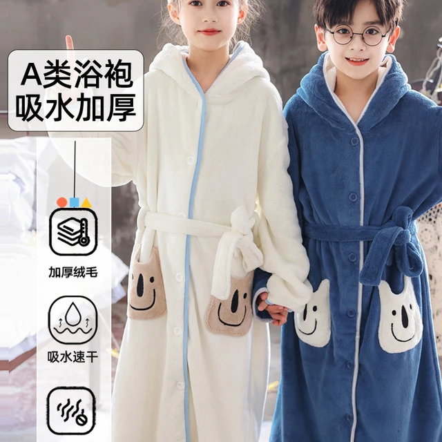 采购产品男孩浴袍珊瑚丝绒吸水快干儿童加厚睡衣秋冬女孩浴衣婴儿
