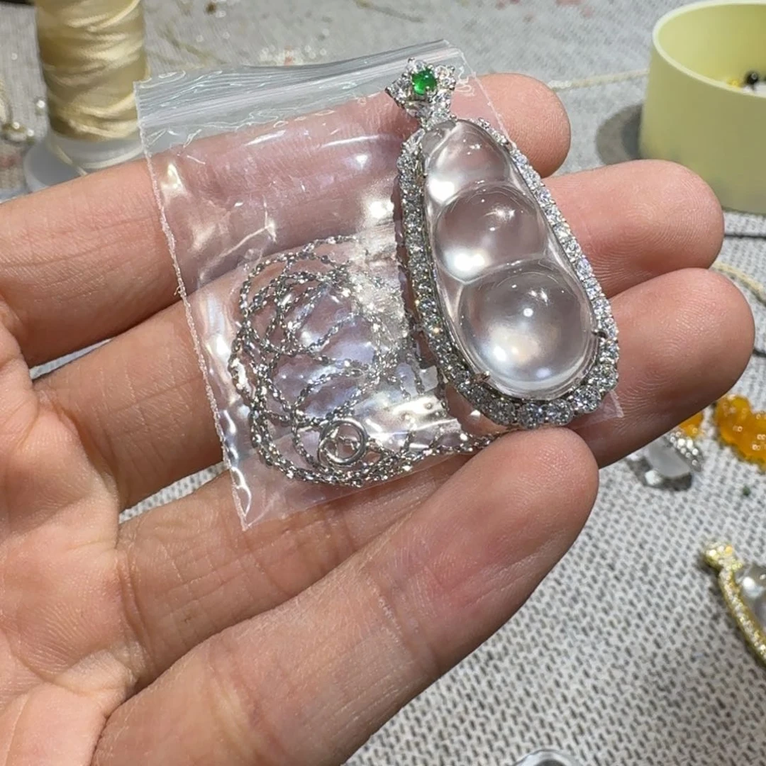 石英质玉银S925镶嵌颈饰好*糯12