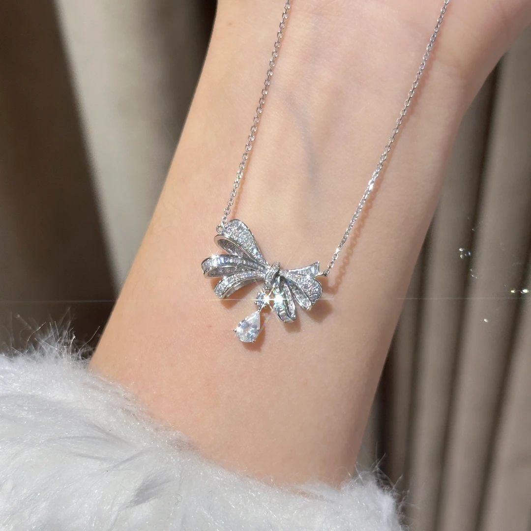 【六言高定04】x0148蝴蝶结水滴钻石项链