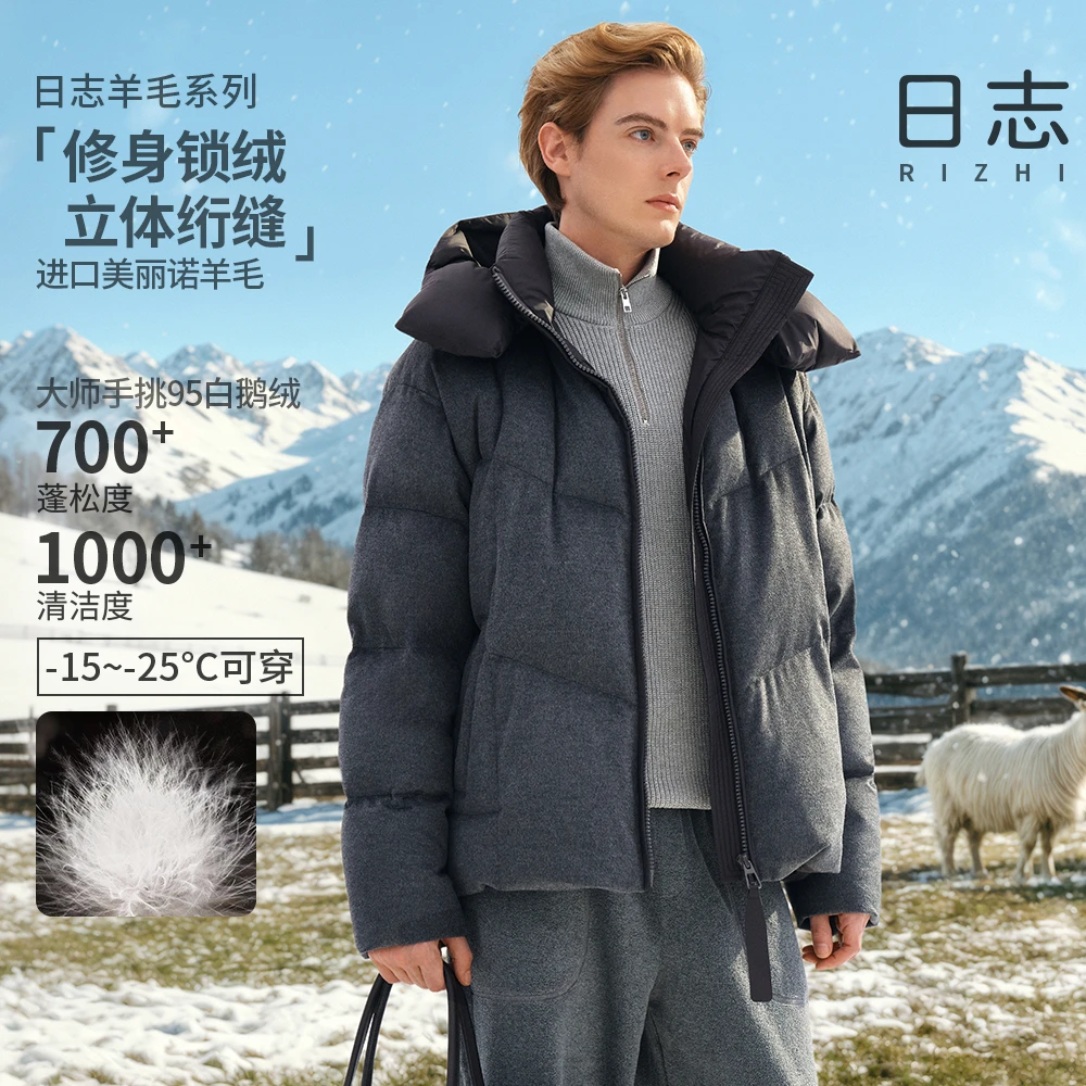 日志【男士短款羊毛】鹅绒服新款保暖高端秋冬款羽绒服AD54NY018