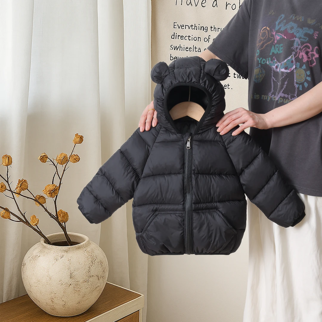 新款兔耳朵棉服男童轻薄短款棉袄宝宝冬季女童棉衣冬季外套