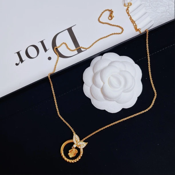 95新 DIOR/迪奥 柚礼中古/迪奥圆环花叶项链LZ504072