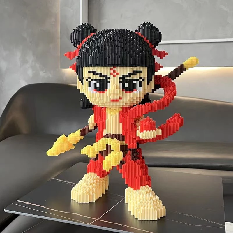魔童哪吒敖丙微型串联颗粒拼装益智积木玩具手工拼图客厅摆件礼物