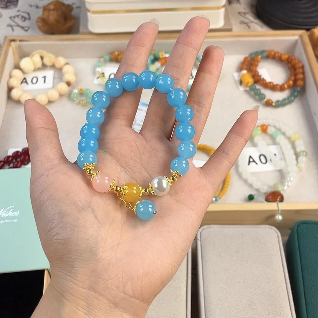 针钠钙石手饰银S925镀金镶嵌