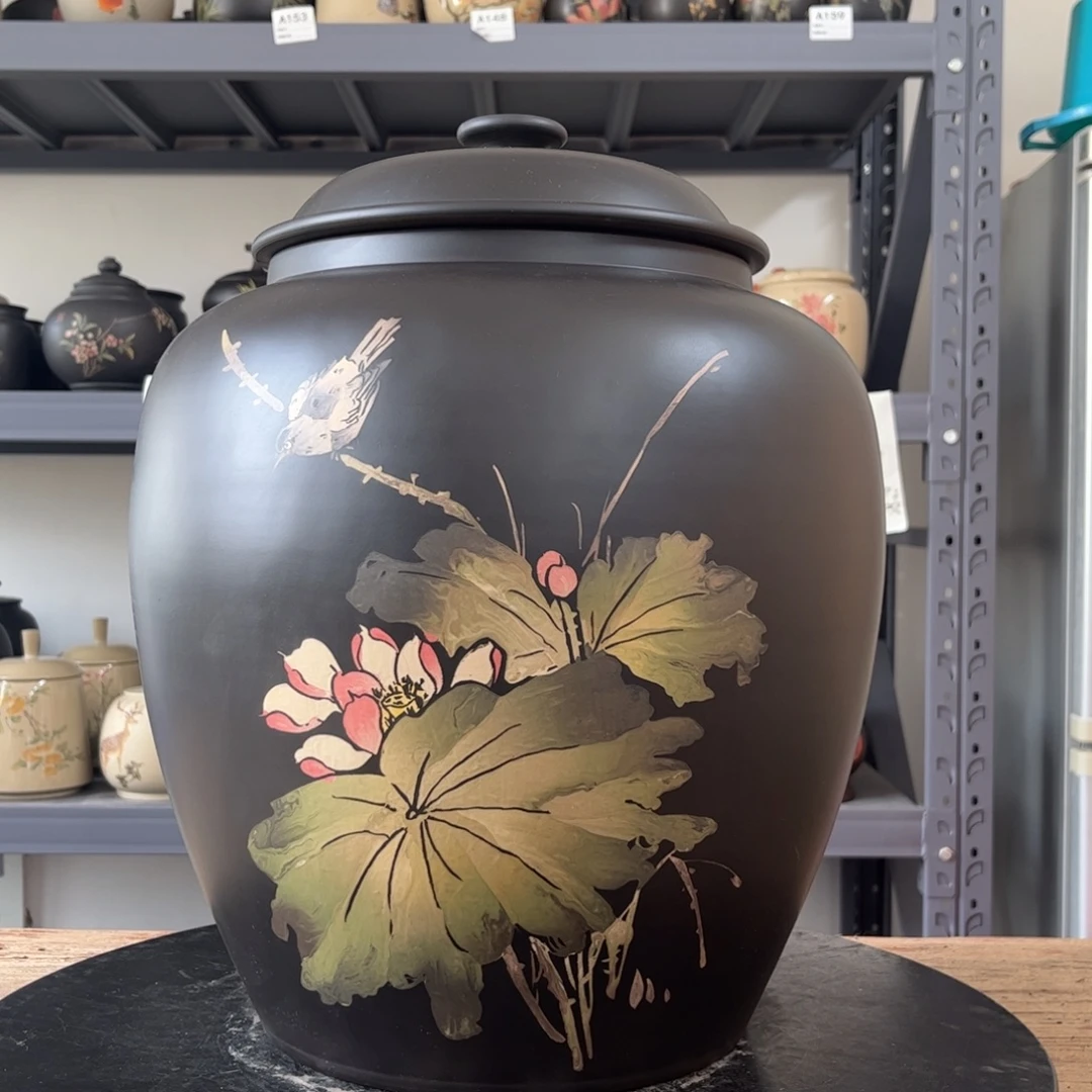 红泥哑光存茶缸08