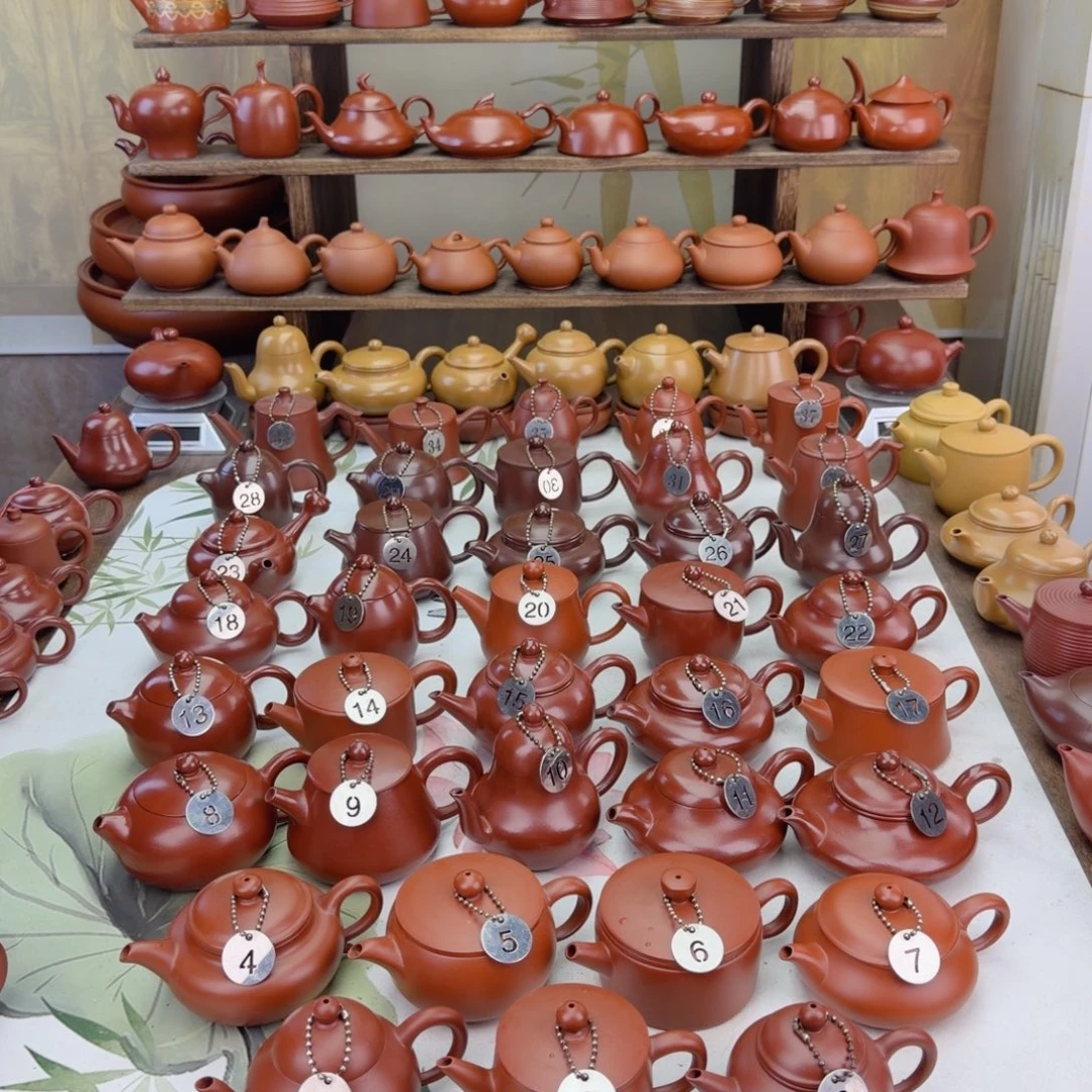 茶***馆茶壶紫砂大红袍水磨手拉壶5个