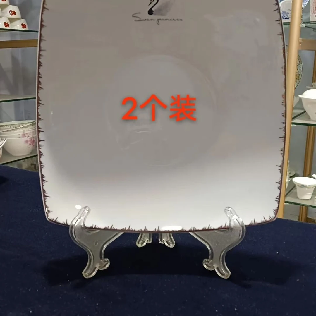 8英寸骨瓷四角翘翅盘菜盘深盘四方不规则家用网红盘沙拉盘方盘子