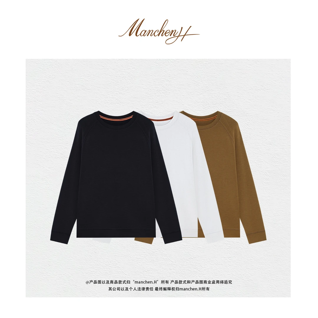 曼辰manchenh"家属~衣橱伴侣"经典奢感插肩袖圆领针织衫