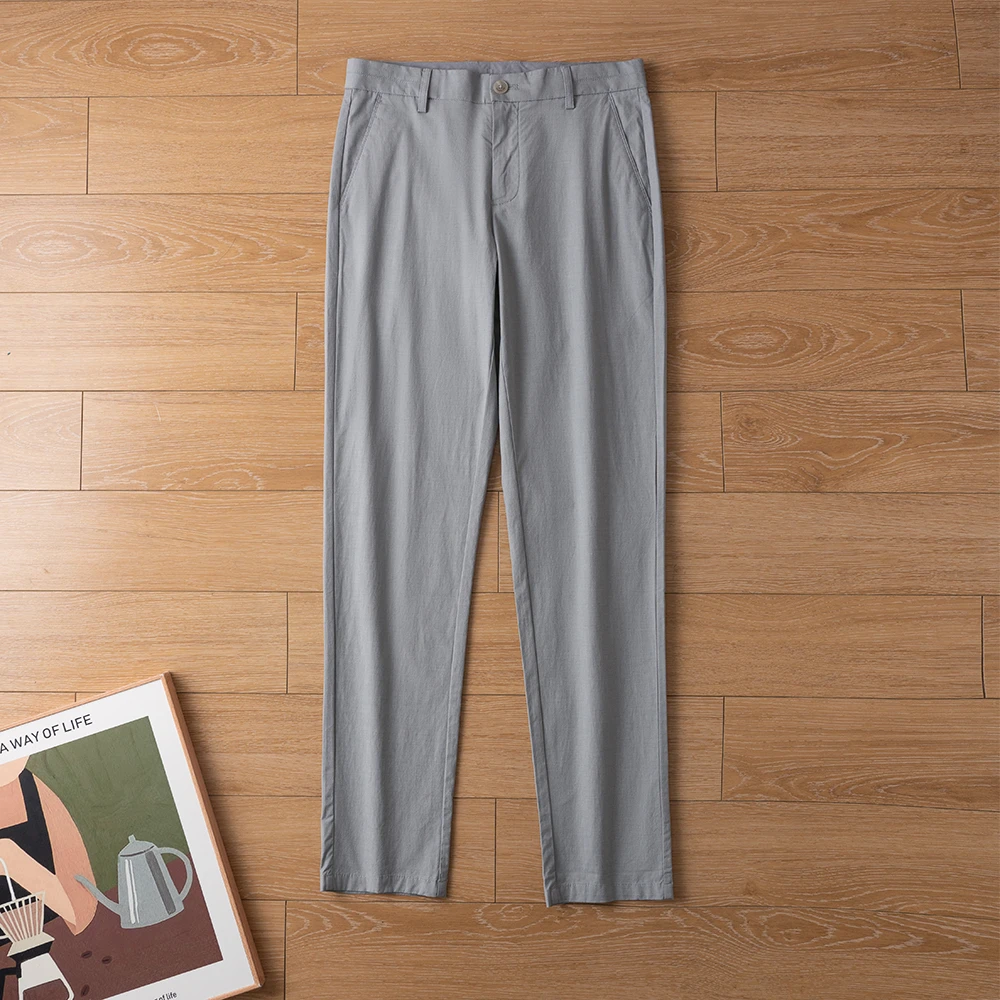 H品质男装！棉+氨纶！纯色休闲裤男夏季薄款弹力中腰男裤男士直筒裤