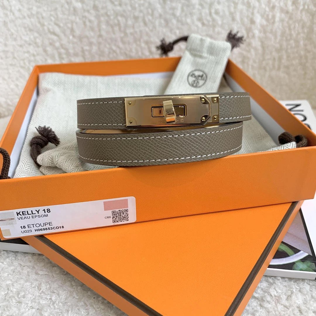 未使用 Hermes/爱马仕 壹臻/大象灰玫瑰金kelly腰带12期/49708730