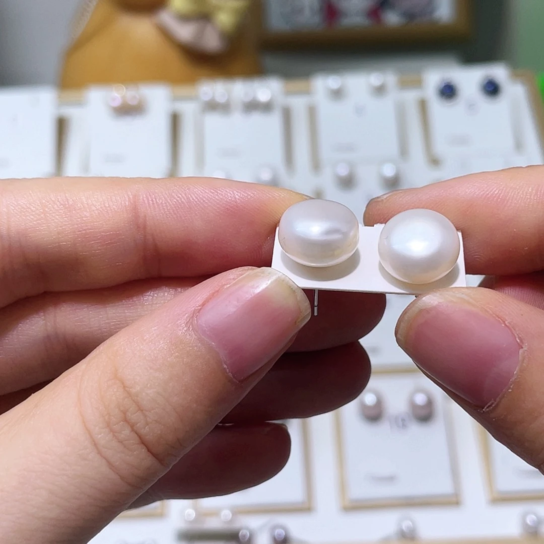 花****银S925镶嵌淡水珍珠耳饰