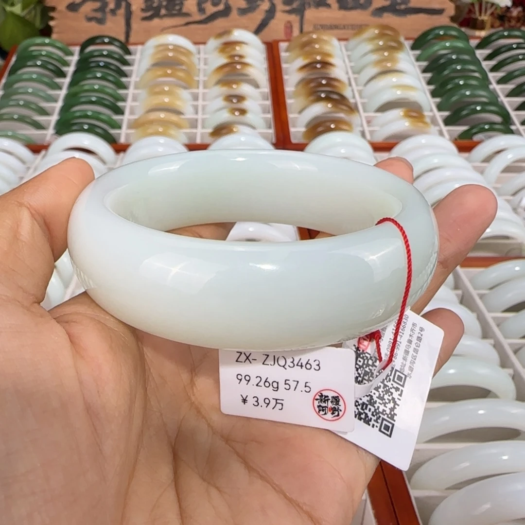 和田玉未镶嵌手镯天然新疆羊脂白玉白月光女士和田玉手镯