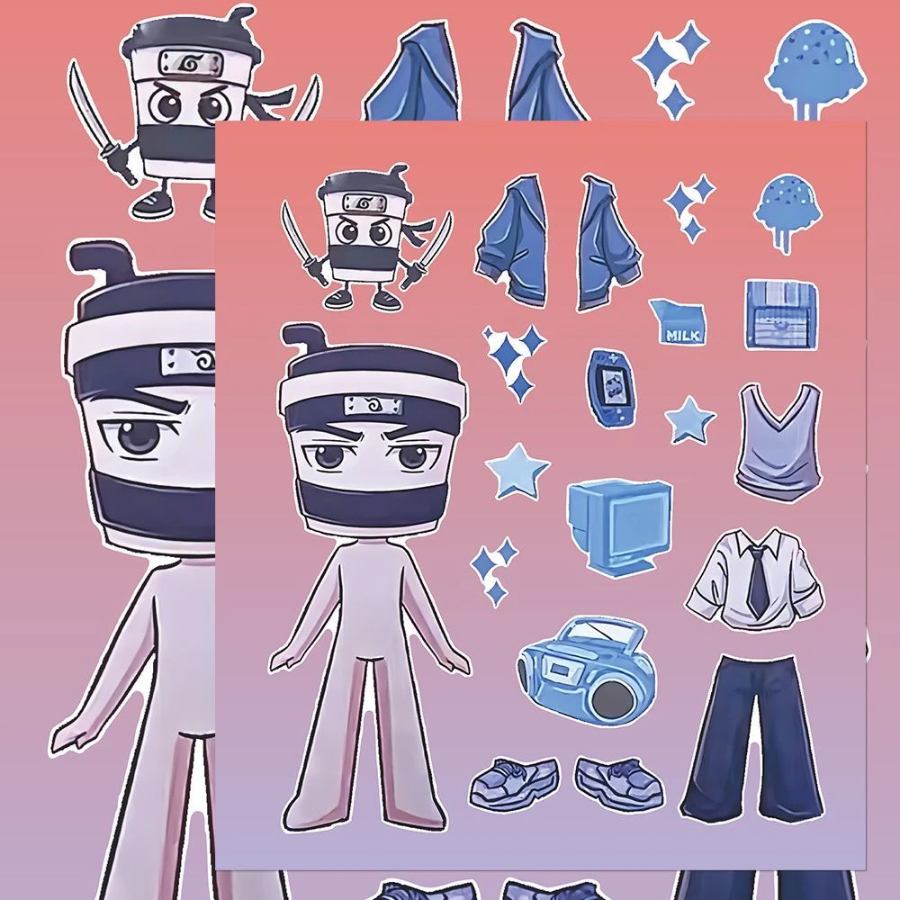 山海经节奏盒子换装贴纸儿童益智亲子互动早教手工趣味玩具贴画