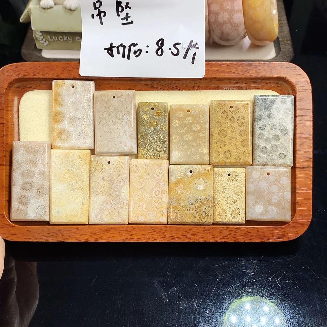 硅化珊瑚（珊瑚玉）未镶嵌吊坠(赠链)1号 折后8.5/个可挑
