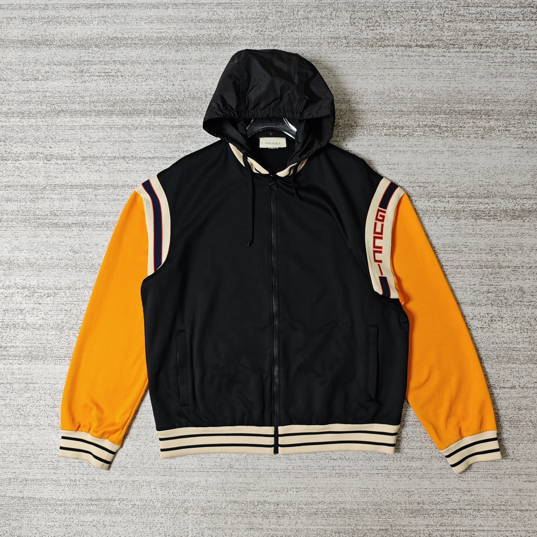 99新 GUCCI/古驰 可拆卸连帽休闲棒球服夹克外套/尺码XXXL＃6416