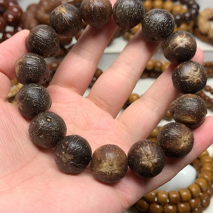 潦***生紫金鼠手串17+mm火焰纹矮桩正圆原皮单圈手串