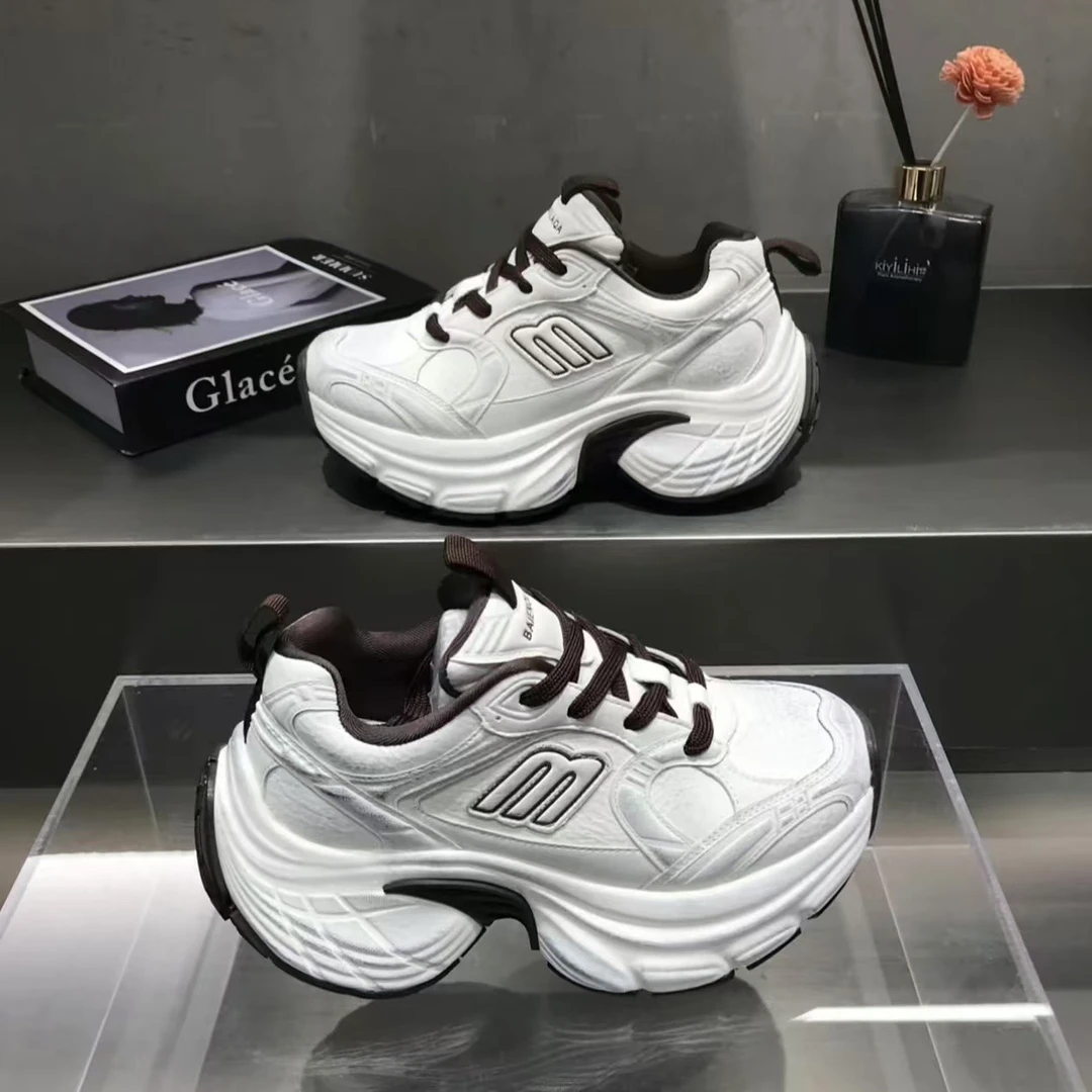 厚底老爹鞋女2025年春季女款系带单里时尚增高小个子休闲运动鞋子