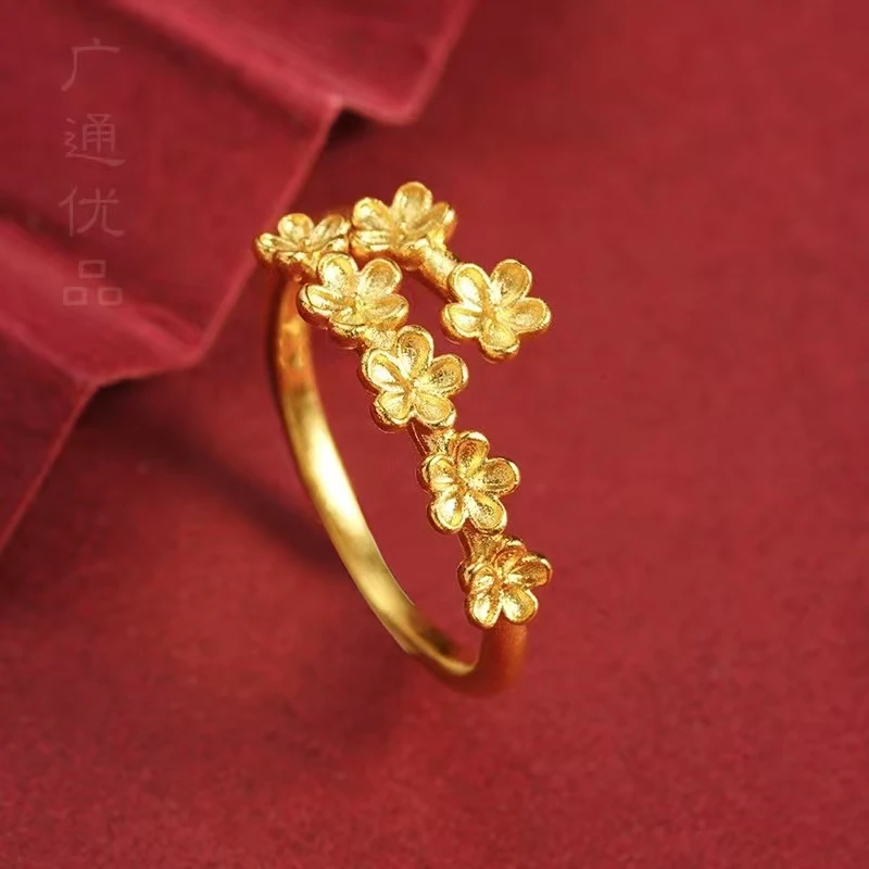铜合金戒指 花朵戒指女款开口可调节甜美百搭指环小众轻奢