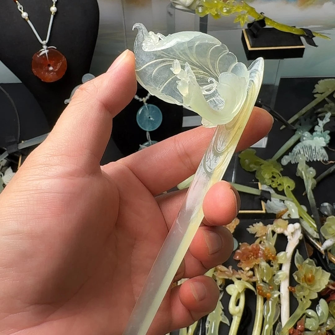 茶***糖蛇纹石玉未镶嵌发饰