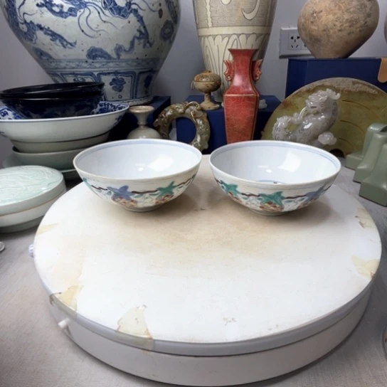 摆件轻*兵斗彩茶碗一对摆件1