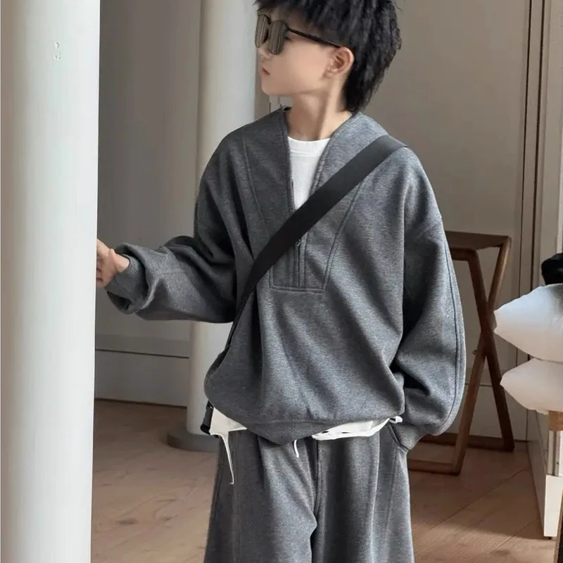 2025秋季新款帅气休闲韩版男童套装长袖宽松潮流中大童