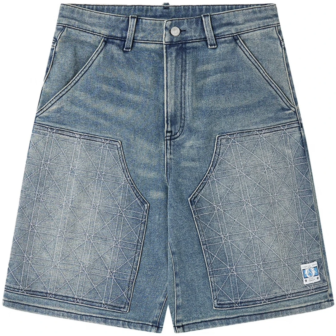 DOSERMO丹西摩轻奢男装2025夏季新款字母刺绣牛仔短裤五分裤正品