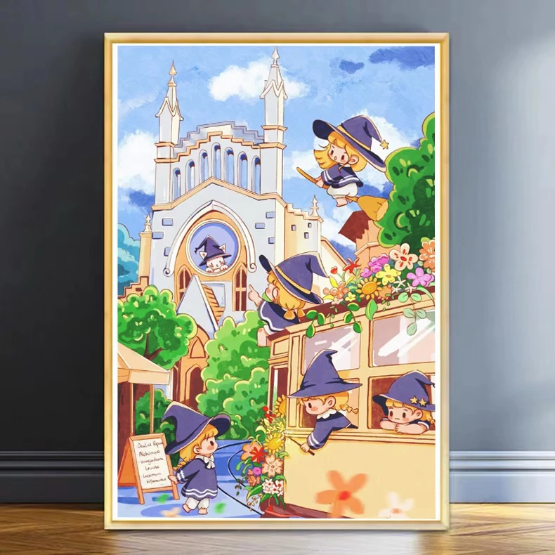 【乐乐甄选钻石画】圆钻满钻【魔法学院】可爱节日手工DIY装饰画