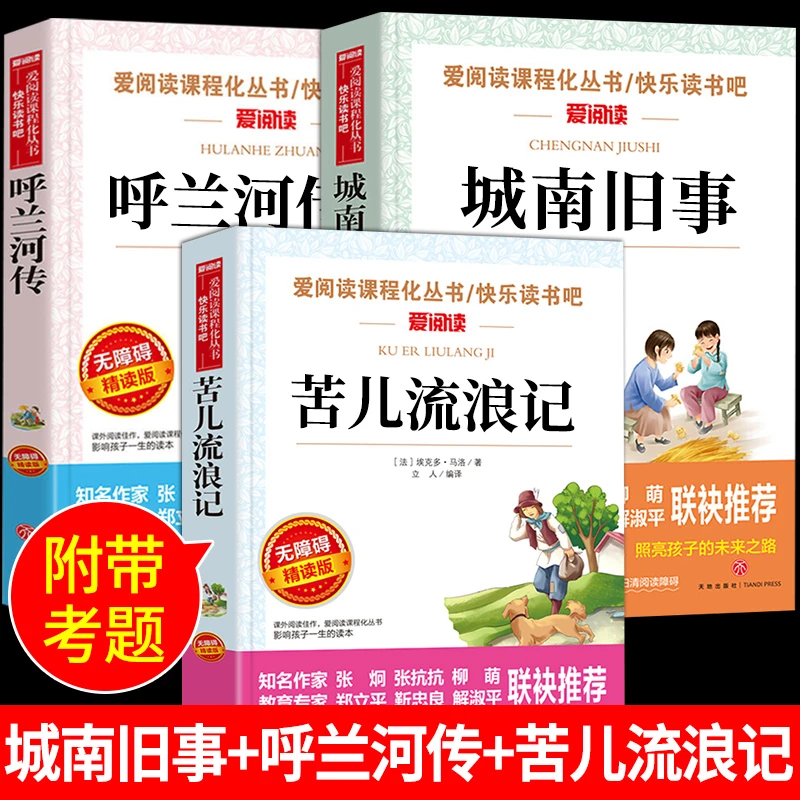 全套3册 城南旧事呼兰河传苦儿流浪记原著完整版萧红著林海音著小
