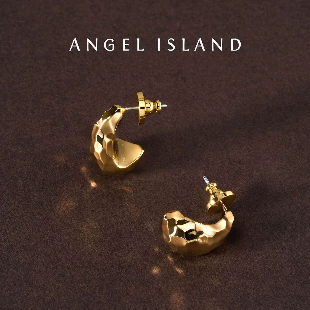 ANGEL ISLAND/天使岛屿 黄铜耳饰 梅婷明星同款见月锤纹耳钉