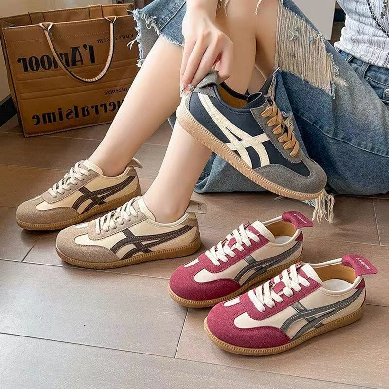 韩系德训鞋子女2025年春秋新款透气复古厚底阿干鞋平底休闲板鞋女