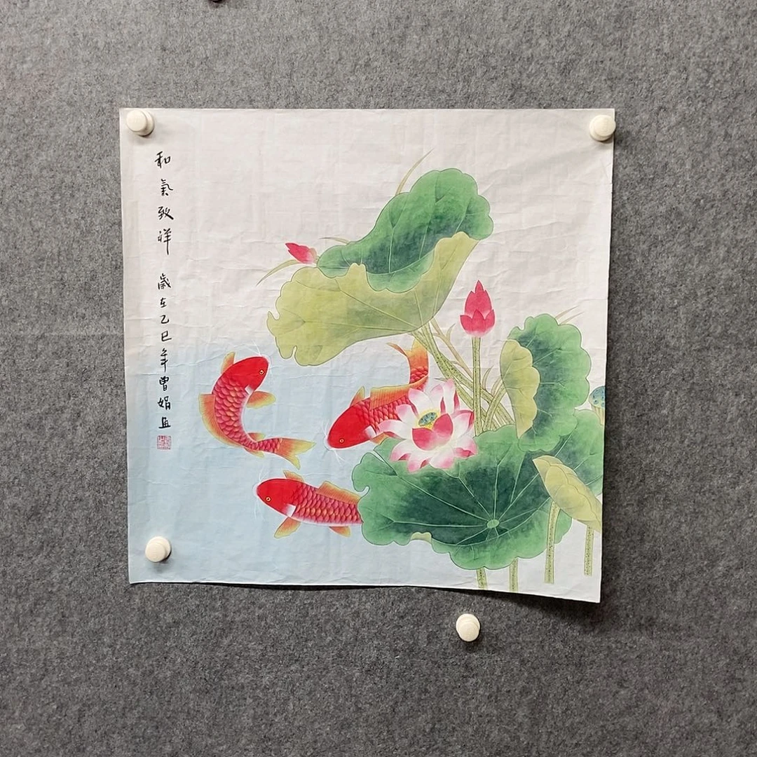 国画四尺斗方荷花一幅