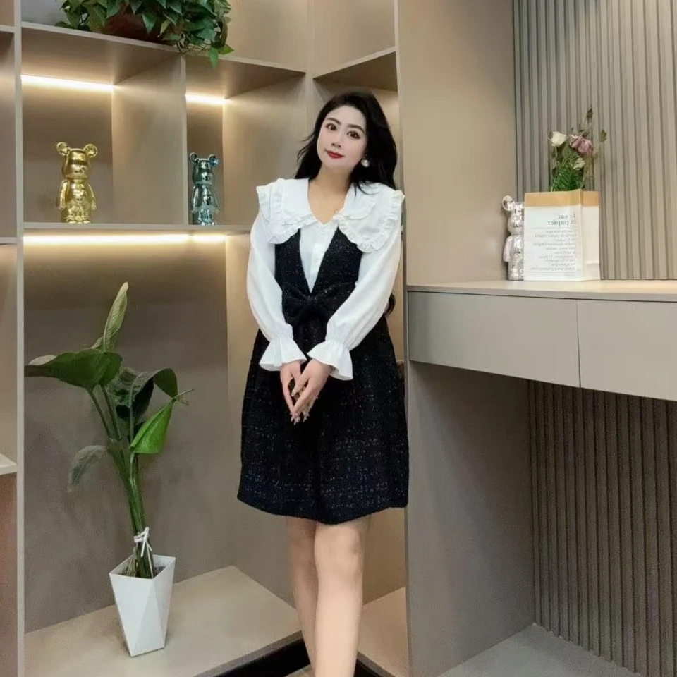 春季两件套-酷 3448时尚娃娃领潮流小香风气质款胖MM大码女装新款