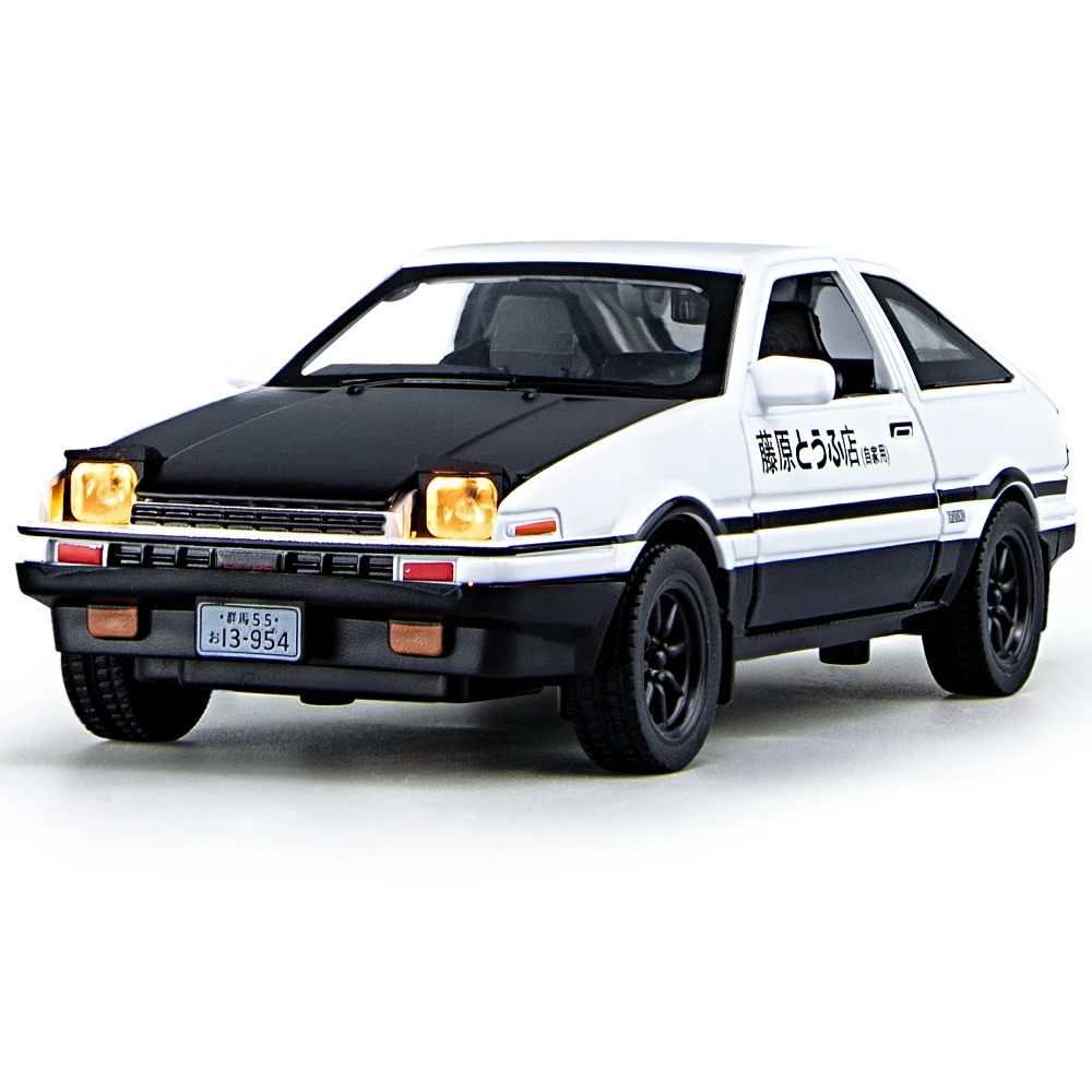 盒装AE86轿车1/32仿真声光回力合金车模型摆件
