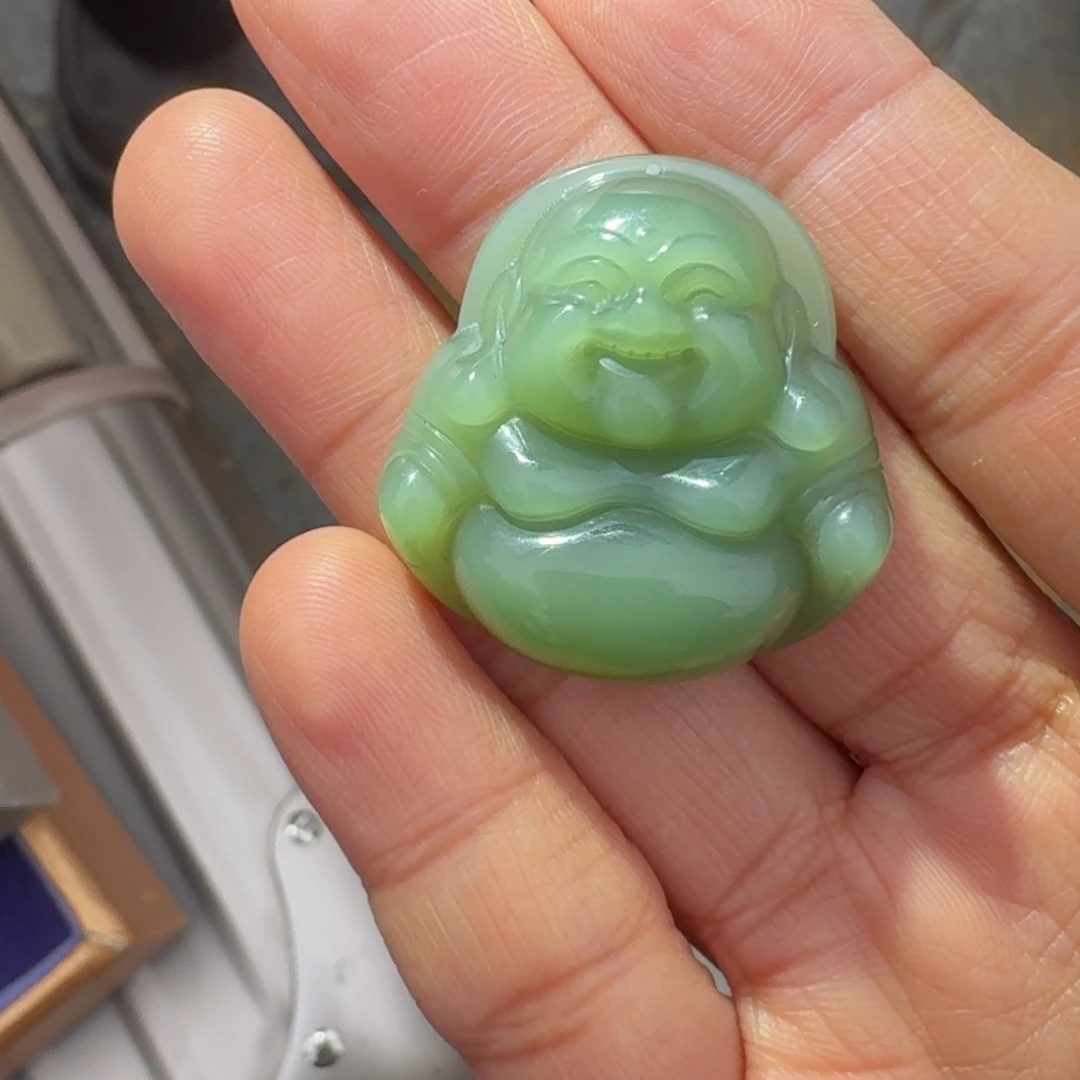 和田玉颈饰未镶嵌粉青猫眼佛公TZ多样性拍一发一