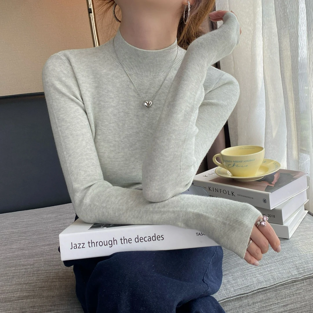 半高领打底针织衫女秋冬内搭高级感2025新款春秋洋气修身百搭上衣