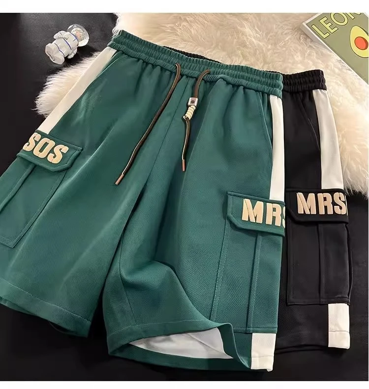 特大码300斤发泡印花工装短裤夏运动宽松休闲美式篮球阔腿五分裤