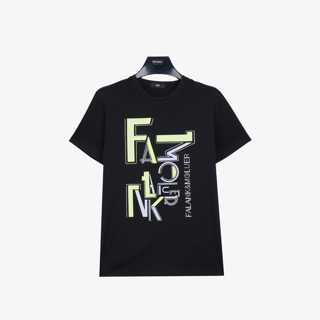 F&M新品男款夏季百搭烫钻印花时尚短袖T恤