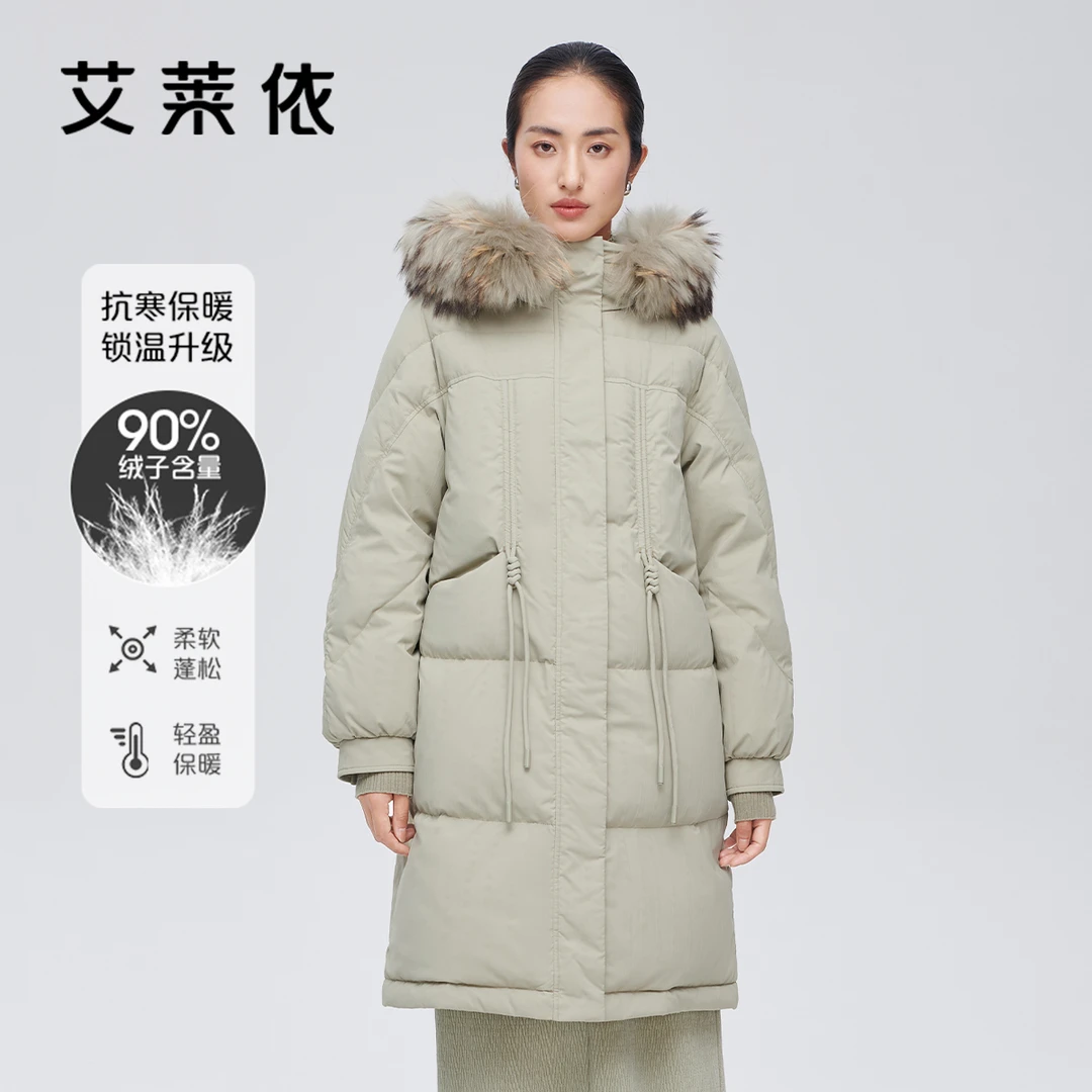 d-艾莱依冬季新款大毛领女户外时尚休闲保暖防风外套1291